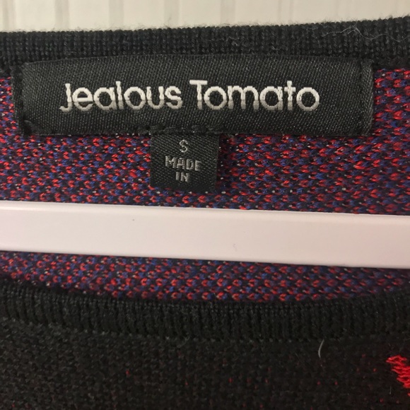 S Cropped Royal Blue + Red + Black Pattern Top - Picture 3 of 5